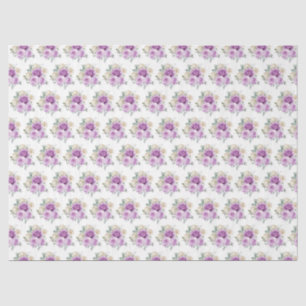 Papel De Seda Flores Elegantes Roxas e Prateadas