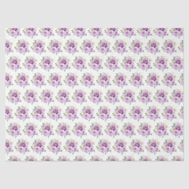 Papel De Seda Flores Elegantes Roxas e Prateadas (Frente )