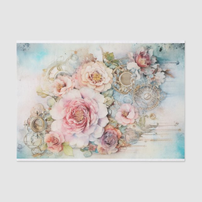 Papel De Seda Flores em cascata Mídia mista (Frente )