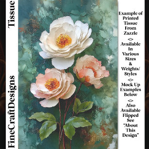 Papel De Seda Flores em Estilo Peônia Texturizado com Impasto DV