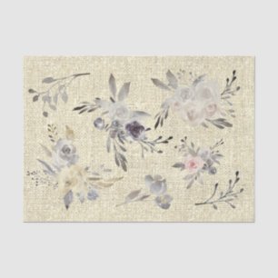 Papel De Seda flores em linho rústico