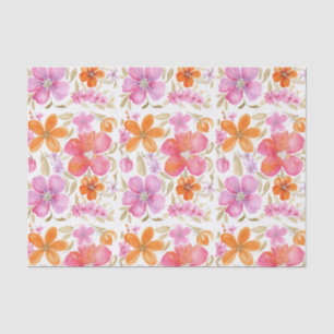 Papel De Seda Flores em Púrpura Laranja Rosa