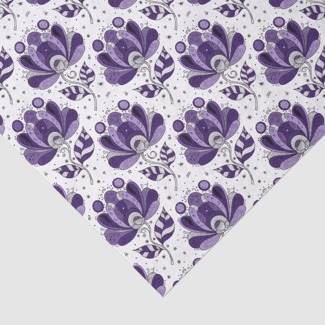Papel De Seda Flores em Tons de Roxo no Estilo de Arte Abstrata  (Detalhes)
