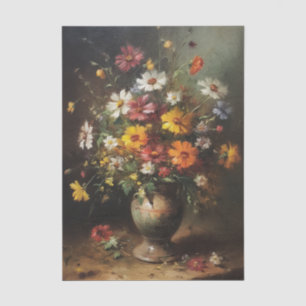 Papel De Seda Flores em um Vaso Pintura a Óleo Vintage Decoupage