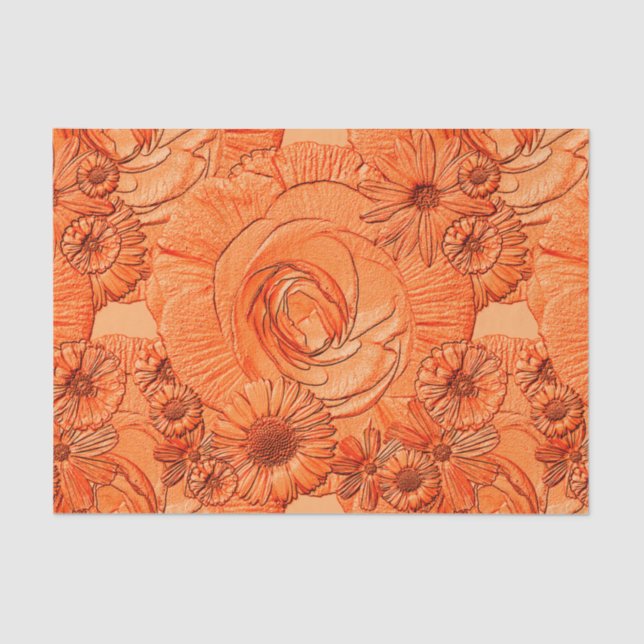 Papel De Seda Flores Emboscada-Molho De Tecidos Laranja (Frente )