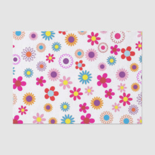 Papel De Seda Flores felizes e Coloridas Divertidas em Fundo Bra
