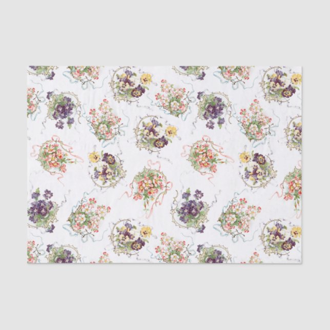 Papel De Seda Flores, Filigranas e Fitas (Frente )