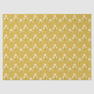 Papel De Seda Flores Florais Flóridas Mostarda Amarela