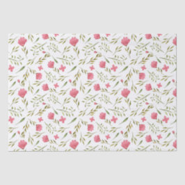 Papel De Seda Flores Florais Verdes Rosa Decoupage