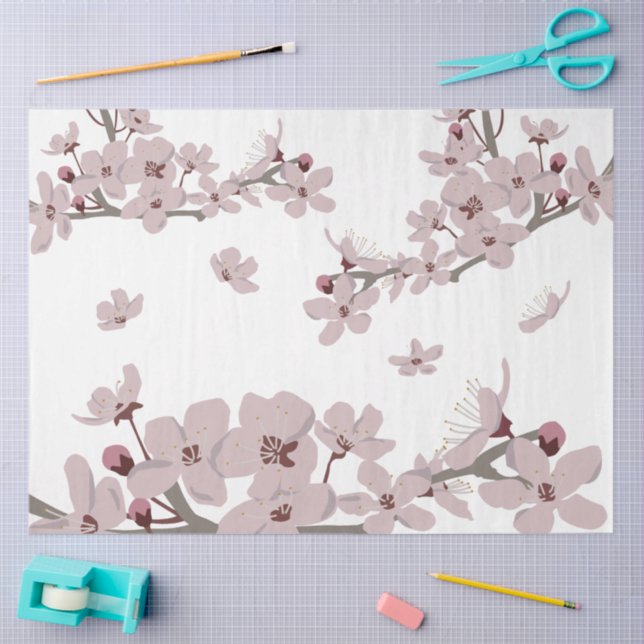 Papel De Seda Flores Flutuantes De Cereja (Arte )