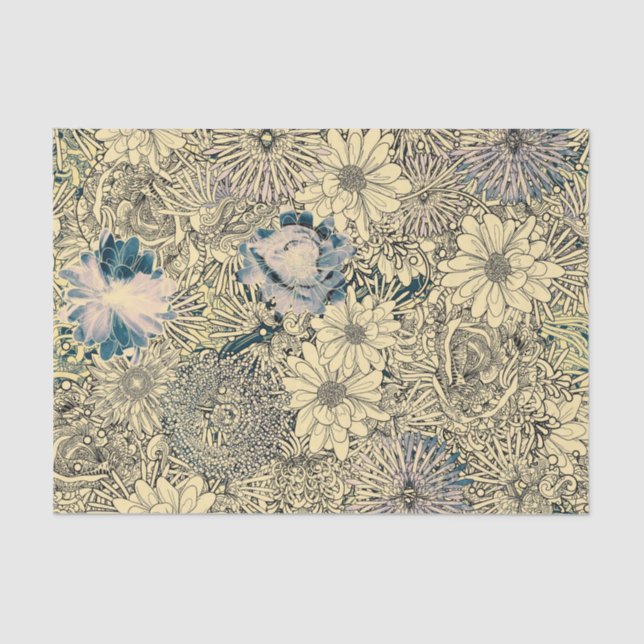 Papel De Seda Flores Ilustradas Vintage (Frente )