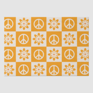 Papel De Seda Flores Laranja e Sinais de Paz Checos