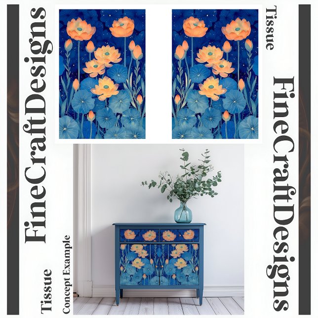 Papel De Seda Flores Laranja Pêssego & Decoupage Azul Turquesa E (Criador carregado)