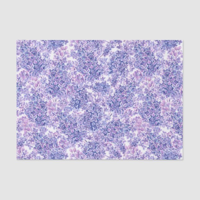 Papel De Seda Flores lilás de cor aquosa violeta (Frente )