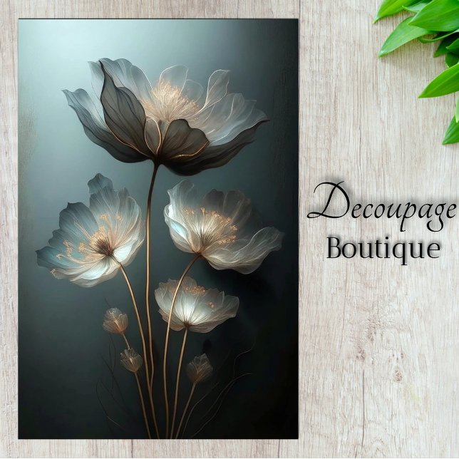 Papel De Seda Flores Luminosas Translúcidas Decoupage (Luminous Translucent Flowers Decoupage Tissue Paper)