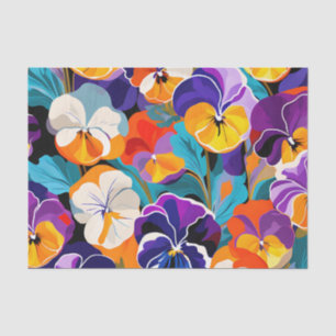 Papel De Seda Flores Modernas de Pansias Abstrato