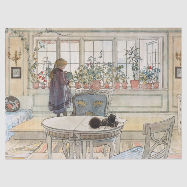 Papel De Seda Flores no muro de Carl Larsson (Frente )