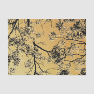 Papel De Seda Flores orientais Douradas