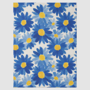 Papel De Seda Flores pintadas azuis e amarelas