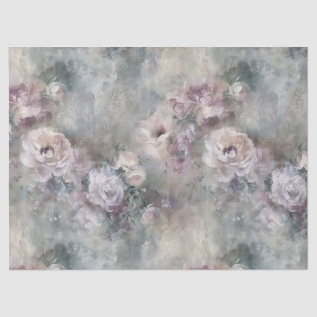 Papel De Seda Flores Pintadas Decoupage Chique Desgastado Vitori (Frente )