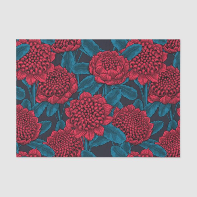 Papel De Seda Flores Red Waratah (Frente )