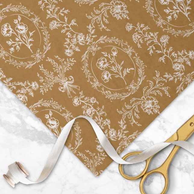 Papel De Seda Flores Rococó Antigas Padrão Floral (In situ)