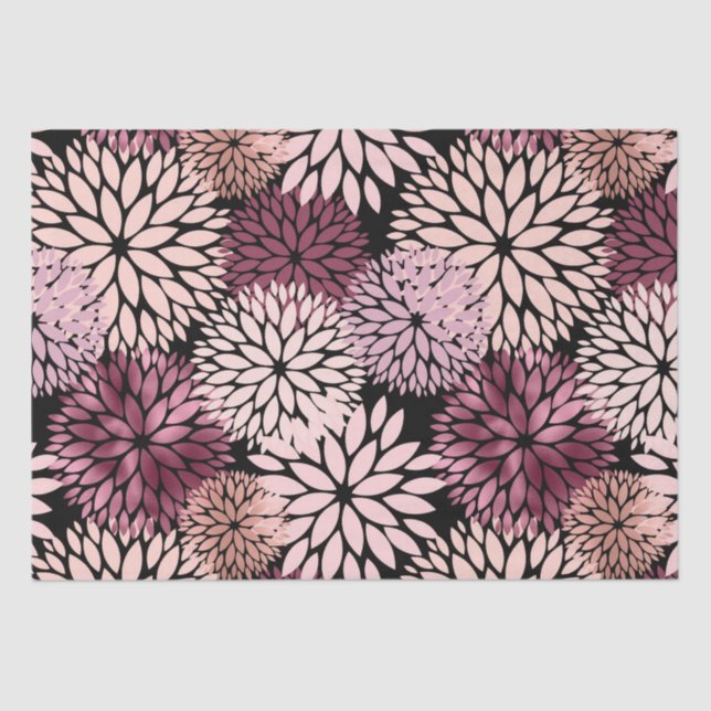 Papel De Seda Flores Rosa Blush Burgundy (Frente )