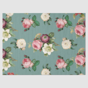 Papel De Seda Flores rosa brancas e roxas