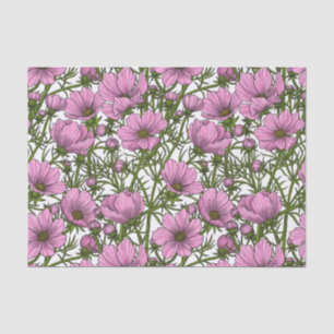 Papel De Seda Flores rosa Cosmos