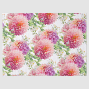 Papel De Seda Flores Rosa Dahlia