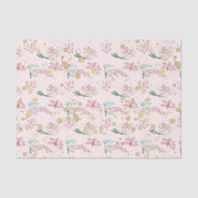 Papel De Seda Flores Rosa (Design 19 Série Rosa) (Frente )