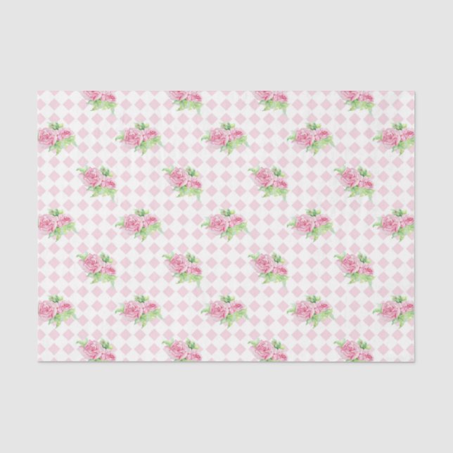 Papel De Seda Flores Rosa (Design 77 Série Rosa) (Frente )