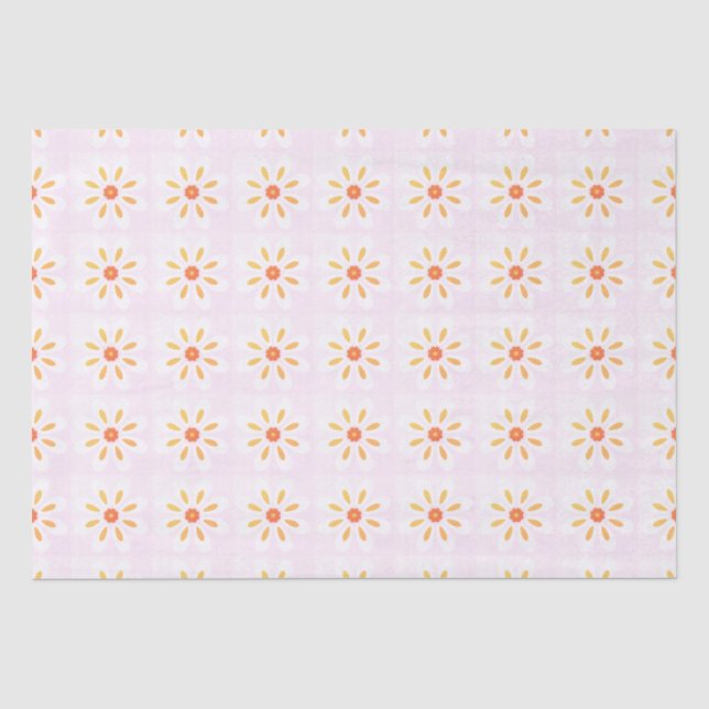 Papel De Seda Flores rosa e amarela (Frente )