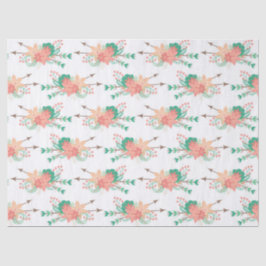 Papel De Seda Flores rosa e cor-de-rosa com setas em branco