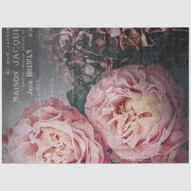 Papel De Seda Flores Rosa Elegantes - Desordem de Ephemera Franc (Frente )