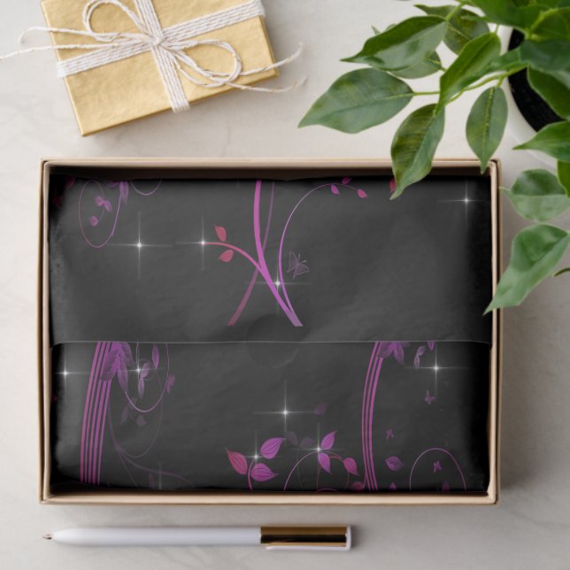 Papel De Seda Flores Rosa Quente (Presente)