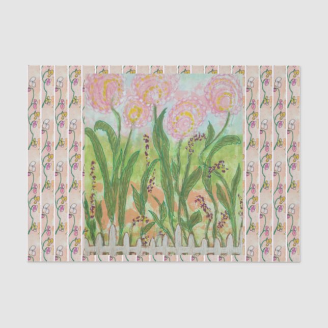 Papel De Seda Flores rosa vedadas (Frente )