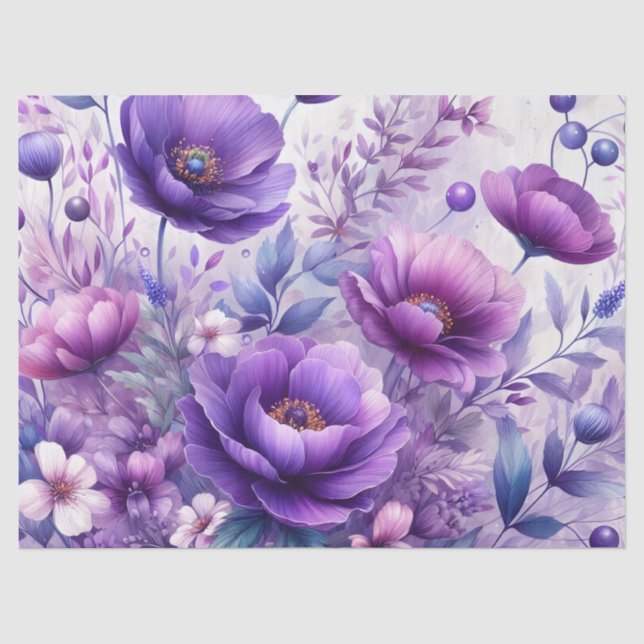 Papel De Seda Flores Roxas Bonitas (Frente )