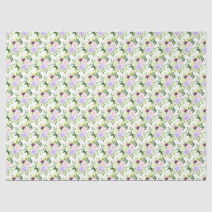 Papel De Seda Flores Roxas de Primavera com Folhagem