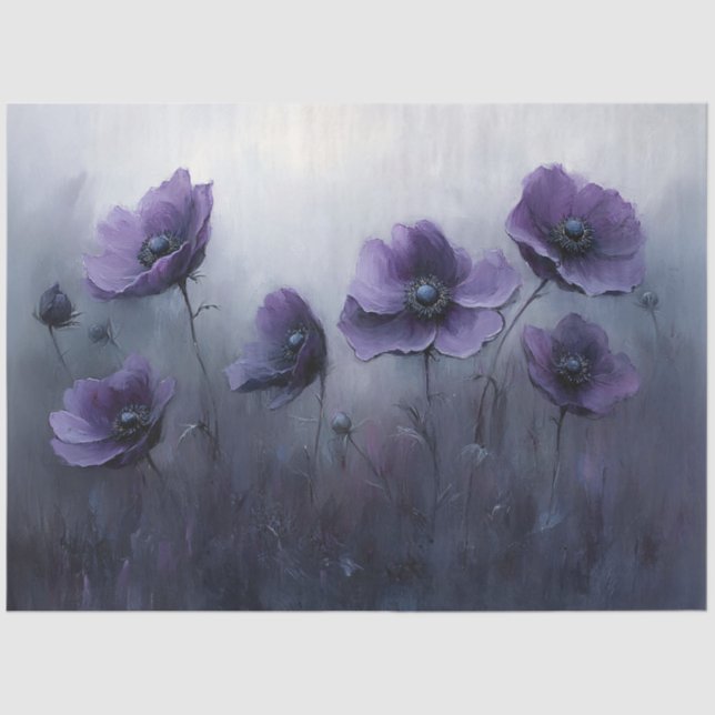 Papel De Seda Flores Roxas Góticas - Pintura (Frente )