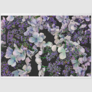 Papel De Seda Flores roxas nos tecidos pretos de fundo