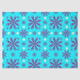 Papel De Seda Flores Roxas Retro em Fundo Azul