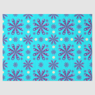 Papel De Seda Flores Roxas Retro em Fundo Azul