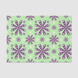 Papel De Seda Flores Roxas Retro em Fundo Verde
