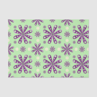 Papel De Seda Flores Roxas Retro em Fundo Verde