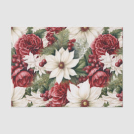 Papel De Seda Flores Russas de Natal Vintage deixam padrão