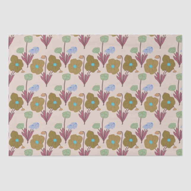 Papel De Seda Flores Russas Retro Handrawn (Frente )