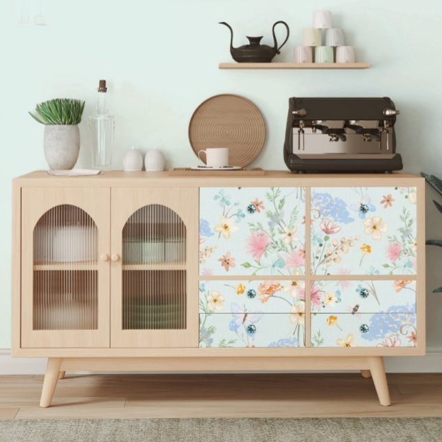 Papel De Seda Flores Selvagens Azuis Borboleta Floral Decoupage (Criador carregado)