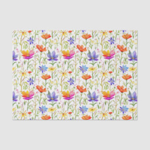 Papel De Seda Flores selvagens coloridas num campo