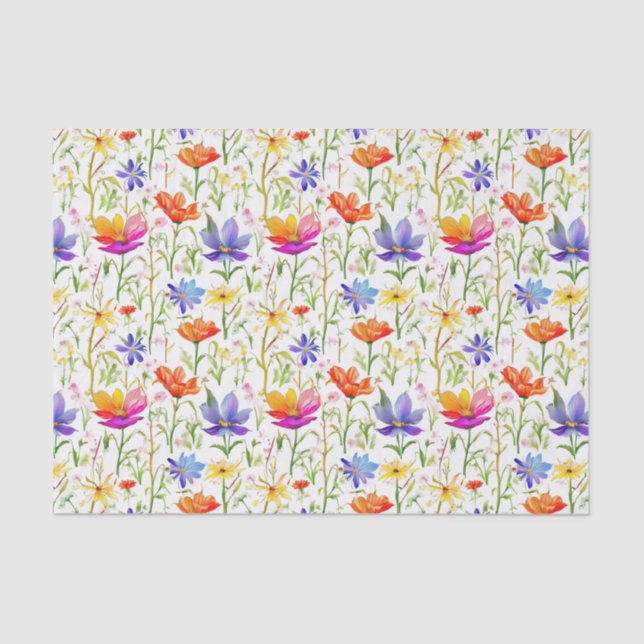 Papel De Seda Flores selvagens coloridas num campo (Frente )